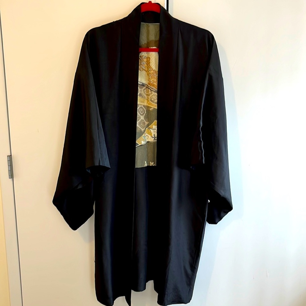 Beautiful Black Silk Chinese Kimono Jacket